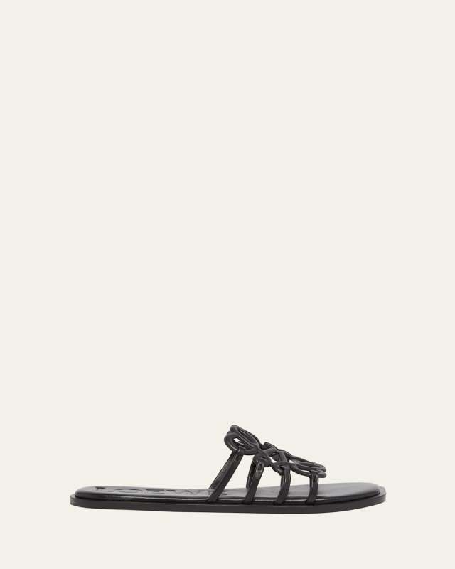 Petal Leather Anagram Slide Sandals